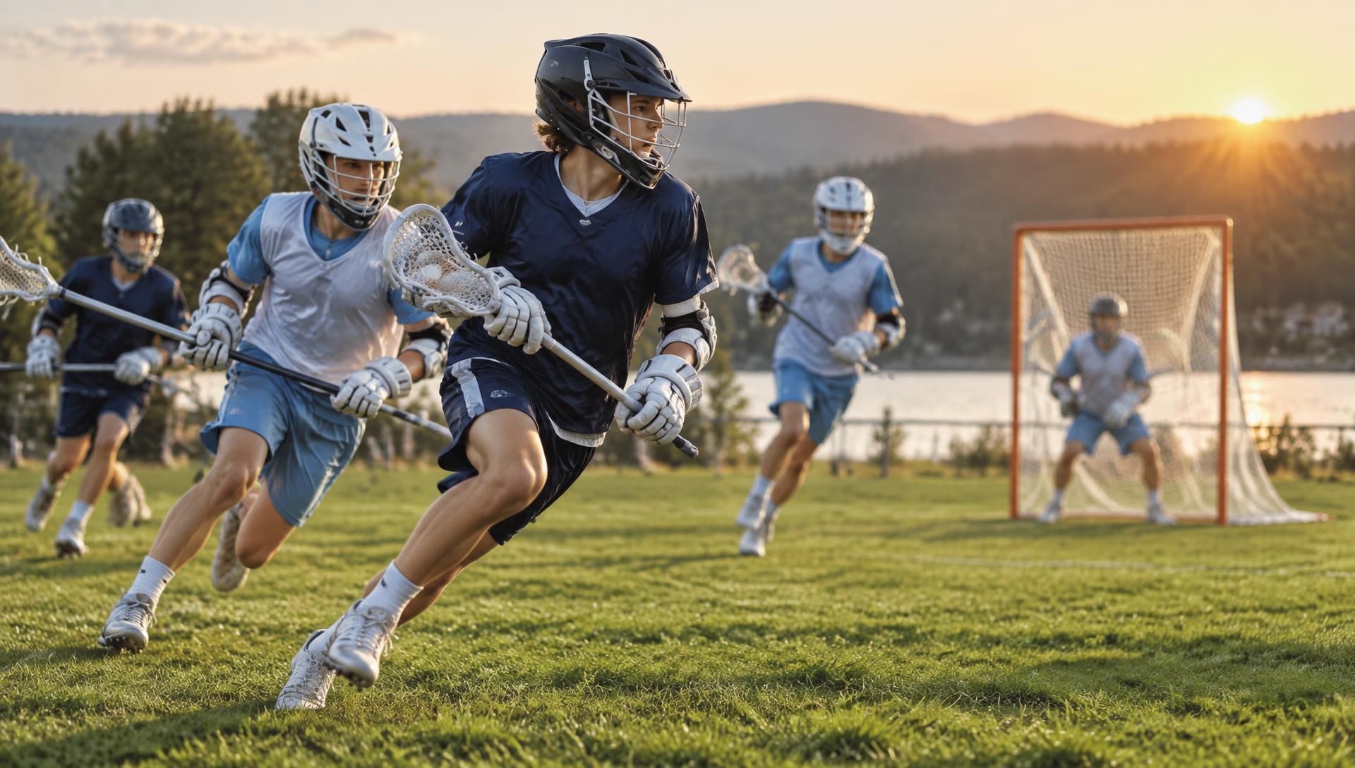 Youth lacrosse players competing on the field